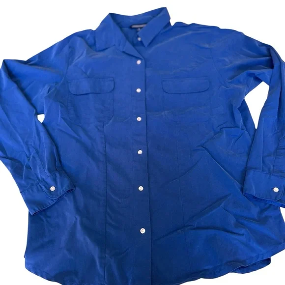 TravelSmith Royal Blue Button Up Shirt Mens Large Wrinkle Resistant Travelwear - Picture 3 of 11